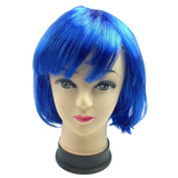 Vibrant Blue Bob Wig with Straight Bangs for Cosplay and Themed Parties - Women's Fancy Dress Essential - Front View