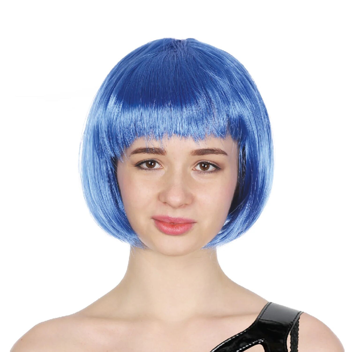 Vibrant Blue Bob Wig with Straight Bangs for Cosplay and Themed Parties - Women's Fancy Dress Essential