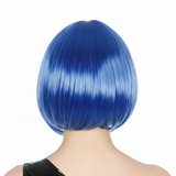 Vibrant Blue Bob Wig with Straight Bangs for Cosplay and Themed Parties - Women's Fancy Dress Essential