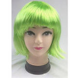 Vibrant Green Fringe Bob Wig - Ideal for Women's Cosplay and Themed Parties - Close-Up Angle