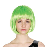 Vibrant Green Fringe Bob Wig - Ideal for Women's Cosplay and Themed Parties
