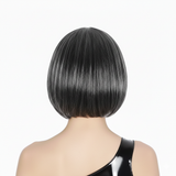 Bob Wig Costume Short Straight Fringe Cosplay Party Full Hair Womens Fancy Dress - Grey - Side View