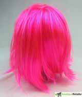 Vibrant Hot Pink Bob Wig with Straight Fringe - Ideal for Cosplay and Themed Parties - Side View