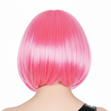 Vibrant Hot Pink Bob Wig with Straight Fringe - Ideal for Cosplay and Themed Parties - Side View