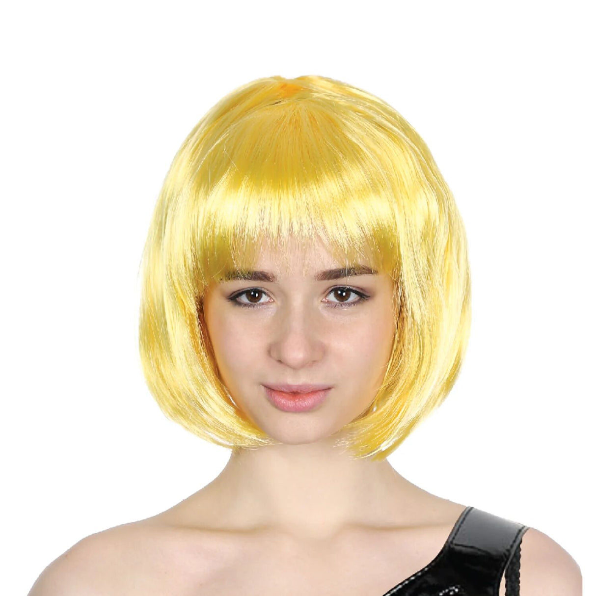 Vibrant Yellow Fringe Bob Wig for Creative Cosplay and Themed Events