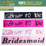Hens Night Satin Sash Bridal Party Girls Wedding Bridesmaid Accessory - Black - Top-Down View