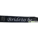 Hens Night Satin Sash Bridal Party Girls Wedding Bride To Be Accessory - Black - Side View
