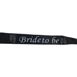Hens Night Satin Sash Bridal Party Girls Wedding Bride To Be Accessory - Black