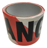 DANGER TAPE Red White Safety Warning Barricade Barrier Strip Non-Stick 20m - Front View