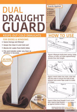 DUAL DRAFT STOPPER Double Sided Snake Wind Air Door Guard Cover Weather Seal - Front View