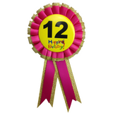 Celebratory Birthday Rosette Award Badge for Kids - Fun Party Favor for All Ages - Front View