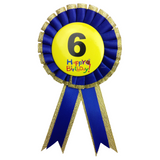 Children's Birthday Party Rosette Pin with Ribbon - Delightful Favor for Boys and Girls - Front View