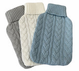 2L HOT WATER BOTTLE + Knitted Cover Winter Warm Rubber Bag Relaxing Warm Therapy - Top-Down View