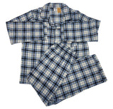 KIDS FLANNELETTE PYJAMAS PJs Boys Girls Flannel Pajamas Pyjama Winter Set PJ - Black/Blue/White Check - 8 - Front View