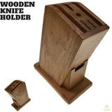 Wooden Knife Holder Knife Fork Block Kitchen Rack Desk Wood Organizer - Front View
