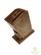 Wooden Knife Holder Knife Fork Block Kitchen Rack Desk Wood Organizer - Side View