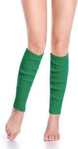 Pair of Womens Leg Warmers Disco Winter Knit Dance Party Crochet Legging Socks Costume - Green - Rear View