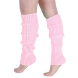 Pair of Womens Leg Warmers Disco Winter Knit Dance Party Crochet Legging Socks Costume - Light Pink - Front View