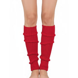 Pair of Womens Leg Warmers Disco Winter Knit Dance Party Crochet Legging Socks Costume - Red