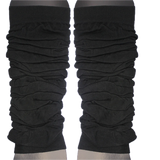 Vibrant 80s Inspired Knitted Leg Warmers for Women - Fluorescent Dance Ankle Accessories in Black - Side View