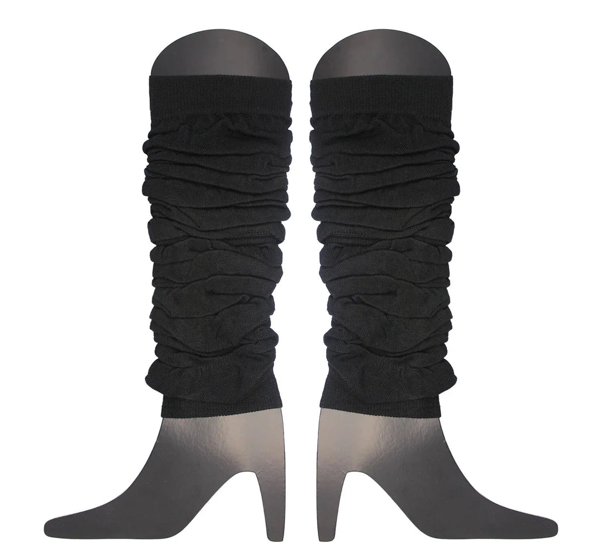 Vibrant 80s Inspired Knitted Leg Warmers for Women - Fluorescent Dance Ankle Accessories in Black
