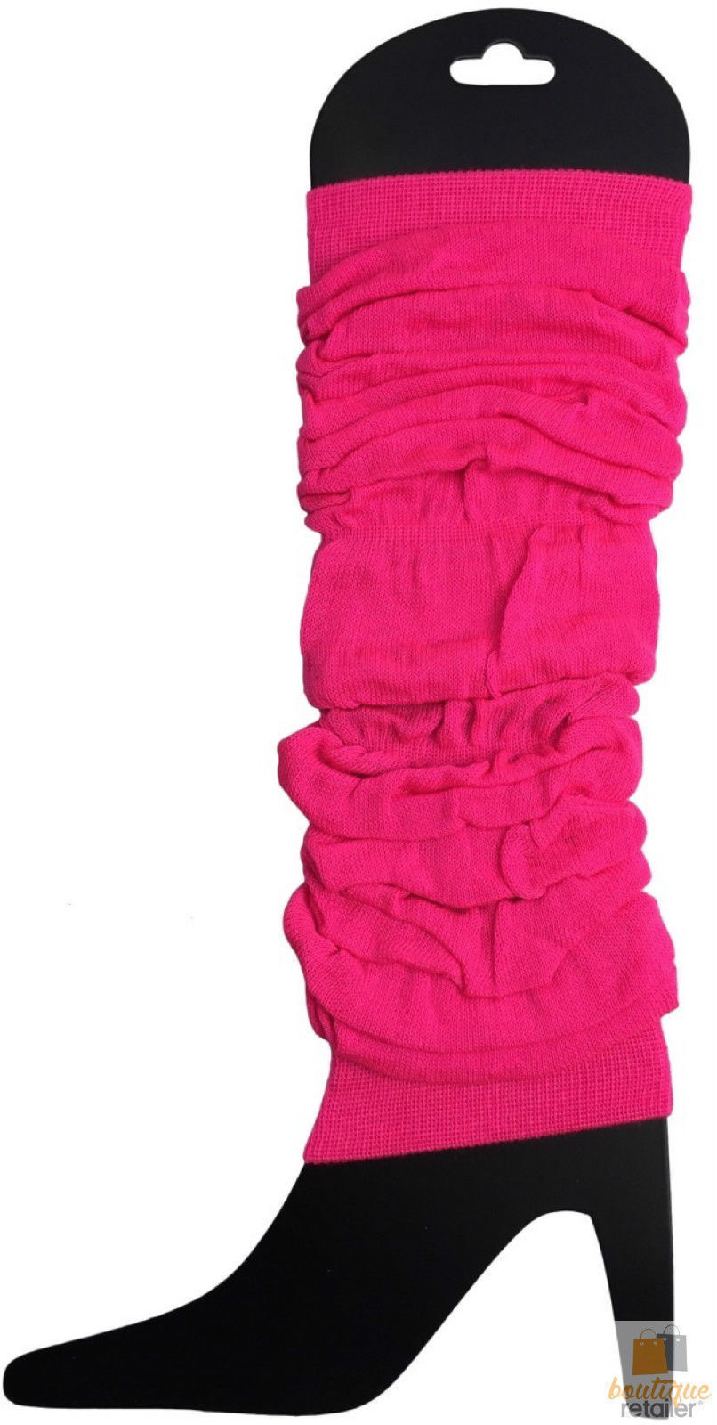 Vibrant Neon Pink Women's Leg Warmers - Retro 80s Dance Costume Pair