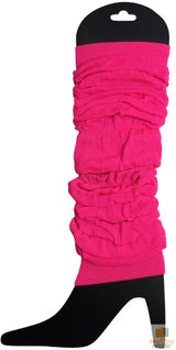 Vibrant Neon Pink Women's Leg Warmers - Retro 80s Dance Costume Pair - Front View