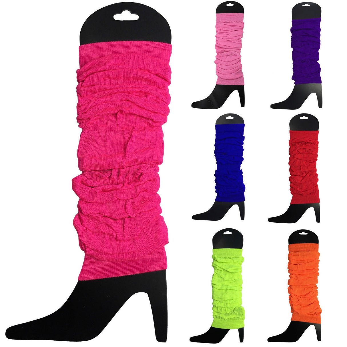 Vibrant Neon Pink Women's Leg Warmers - Retro 80s Dance Costume Pair