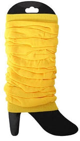 Fluorescent Yellow 80s Style Knitted Leg Warmers for Women - Retro Dance Costume Accessory - Front View