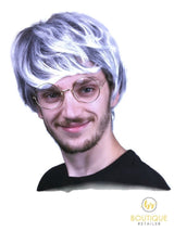 Retro 80s Punk Bogan Men's Wig - Black & White Fancy Dress Party Accessory