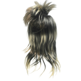 Men's 80s Rock Punk Spiky Wig - Black and Blonde Mullet Costume Accessory - Side View