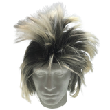 Men's 80s Rock Punk Spiky Wig - Black and Blonde Mullet Costume Accessory - 45-Degree Angle