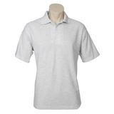 Mens Polo Top Shirt Plain Casual Short Sleeve Pique Knit Basic UPF Rated T-Shirt - Snow Marle (Grey) - XXL - Front View