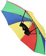 RAINBOW UMBRELLA HAT Rain Novelty Cap Costume Outdoor Camping Beach Fishing - Side View
