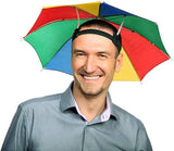 RAINBOW UMBRELLA HAT Rain Novelty Cap Costume Outdoor Camping Beach Fishing - Rear View