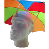 2x RAINBOW UMBRELLA HAT Rain Beach Sun Rain Cap Costume Camping Fishing Hunting - Side View