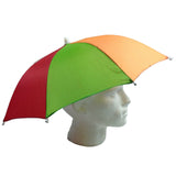 2x RAINBOW UMBRELLA HAT Rain Beach Sun Rain Cap Costume Camping Fishing Hunting - Close-Up Angle