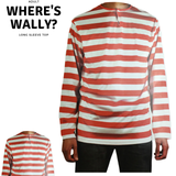 ADULTS Book Week Red and White Striped Top Shirt Costume Party Dress Up - Small - Front View