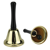 SANTA BELL Jingle Claus Wooden Handle Bells Rattles Christmas Xmas - Gold