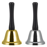 SANTA BELL Jingle Claus Wooden Handle Bells Rattles Christmas Xmas - Gold - Front View