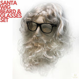 3 in 1 SANTA WIG White Beard Glasses SET Christmas Claus Xmas Costume Party - Front View
