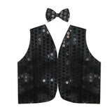 Men's Sparkling Sequin Waistcoat for Dance Parties & Disco Events - Black