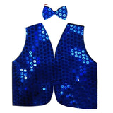 Men's Sparkling Blue Sequin Waistcoat - Dance Costume Party Coat - Front View