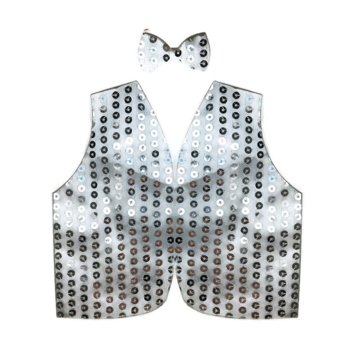 Men's Sparkling Sequin Vest for Dance Parties - Silver Disco Waistcoat