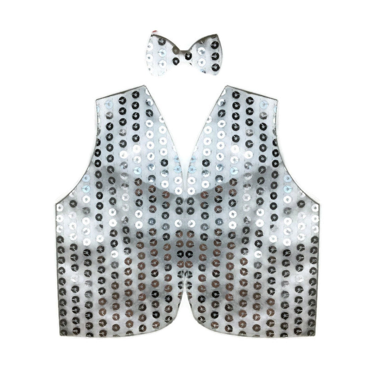 Men's Sparkling Sequin Vest for Dance Parties - Silver Disco Waistcoat