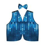 Sky Blue Men's Sequin Vest for Dance, Parties, and Disco Events - Sparkling Waistcoat Accessory