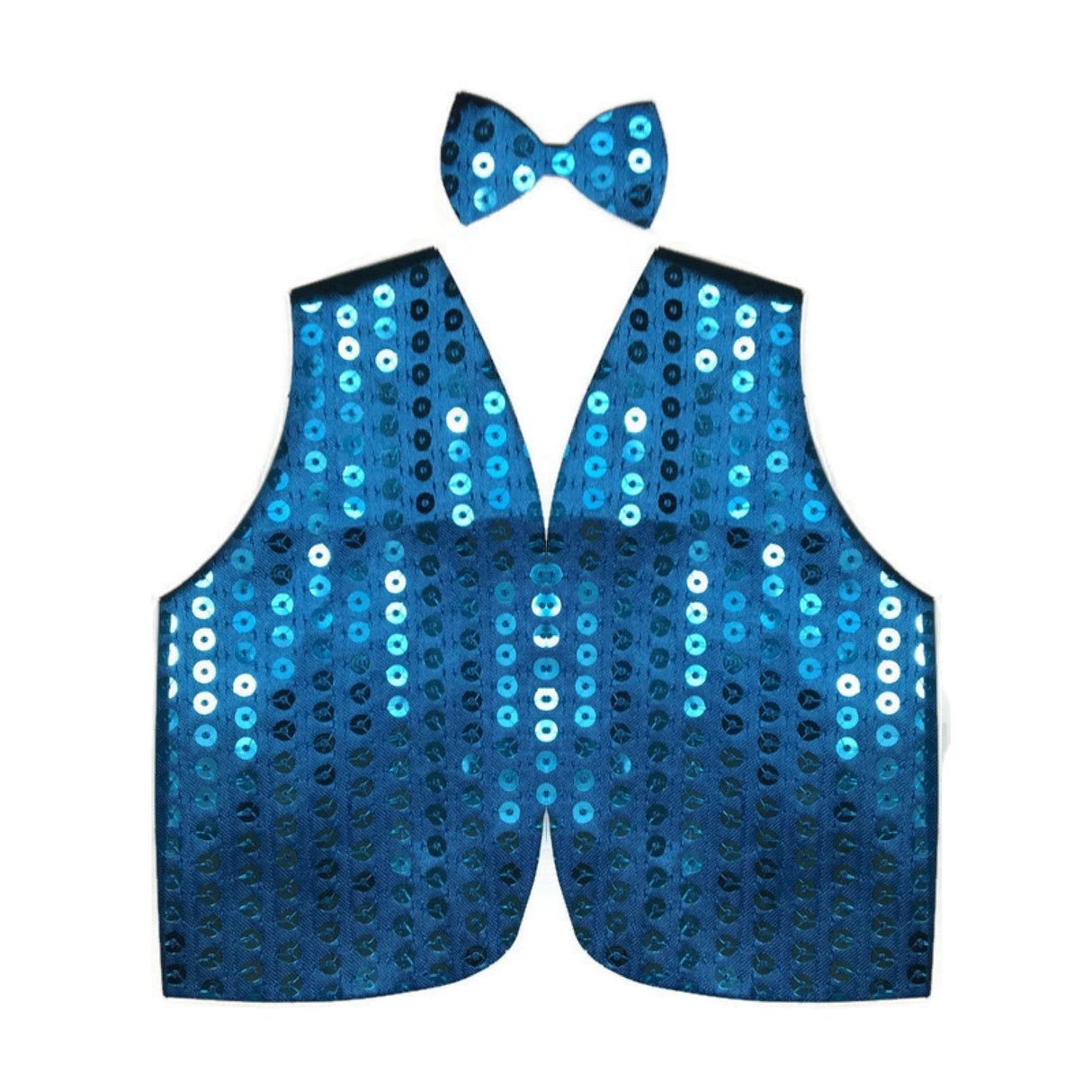 Sky Blue Men's Sequin Vest for Dance, Parties, and Disco Events - Sparkling Waistcoat Accessory