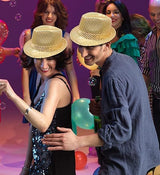 SEQUIN HAT Trilby Fedora Glitter Cap Costume Dance Party - Yellow/Gold - Top-Down View