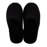 100% Sheepskin Moccasin Slippers Winter Genuine Scuffs Slip On Mens Womens - Black (without fur) - 8 - Top-Down View