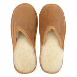 Sheepskin Wool Mens Slippers Scuffs Slip On Winter Ugg Slippers in Chestnut - 11